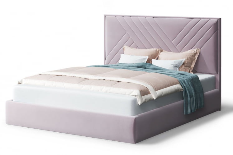Кровать МИРА 2000*1200мм (без опор), велюр NEO 15 (лиловый), (б/основания, б/матраса)_0