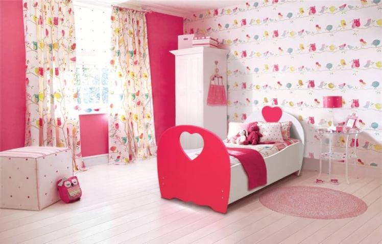Кровать детская Сердце 800*1900 Белый/Малина_0