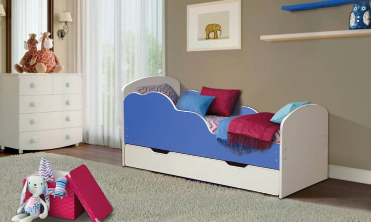 Кровать детская ОБЛАКА №2 800*1600 Белый/Светло-розовый_0