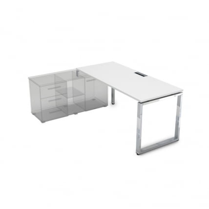 Стол рабочий, прямолинейный три опоры, левый GLOSS LINE НСТЛ-О.985 Белый Премиум_0