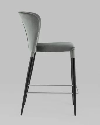 Стул полубарный Лори велюр Серый ножки металл_3