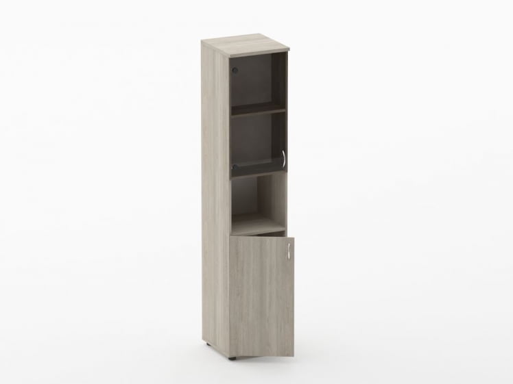 Шкаф высокий закрытый с нишей Twin 16.16.15Л Дуб Сантана светлый_1