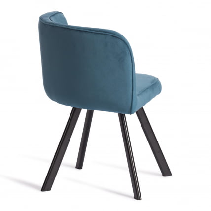 Комплект (стол, 4 стула) QUADRON (mod. PT14) Стол: МДФ/металл, стул: металл/велюр, 100х100х73 см, 69х56х71 см, Blue (синий) HLR62/черный_3