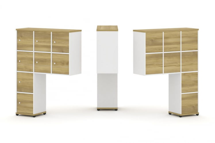 Надставка на стол высокая односторонняя + задняя стенка (8 шт.) + распашной фасад (8 шт.) CONCEPT CN.ONV-010 Дуб Винченцо Белый бриллиант Черный металл_0