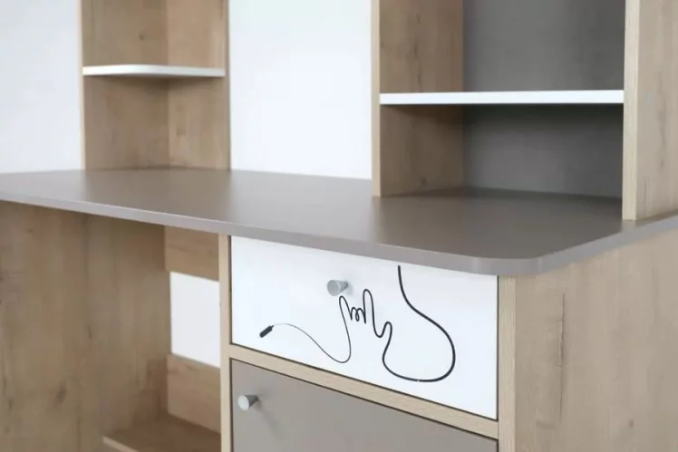 Стол компьютерный Котофей Дуб Ирландский Мокко Белый_7