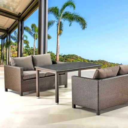 Обеденный комплект плетеной мебели с диванами T256A/S59A-W53 Brown_1