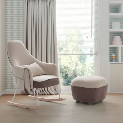 Кресло-качалка Micuna (Микуна) Wing/Moom white текстиль pink tierra/light grey_3
