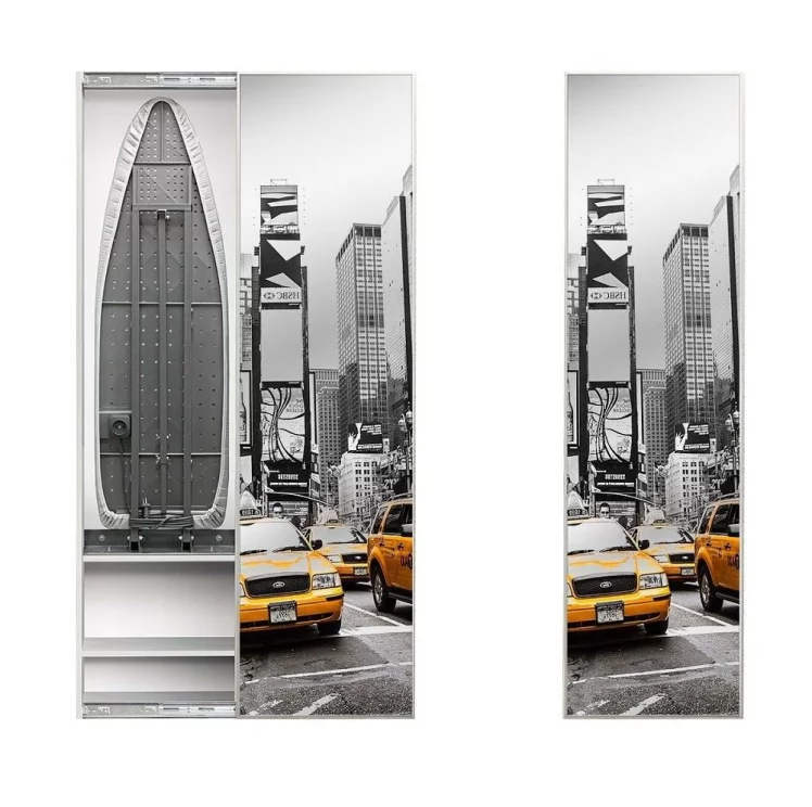 Шкаф со встроенной гладильной доской Iron Box Print (правый, купе) Беленый дуб_0