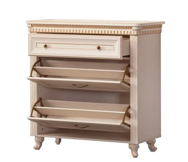 Тумба для обуви Марлен 502 Кремовый белый Патина_0