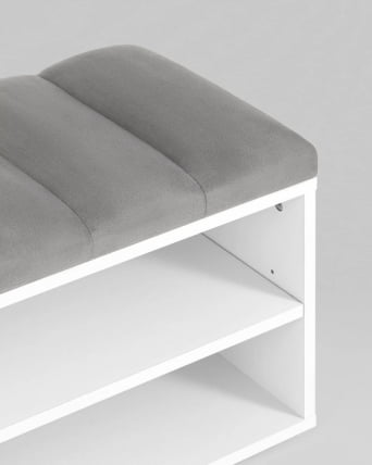 Обувница Хольст белая велюр Серый_3