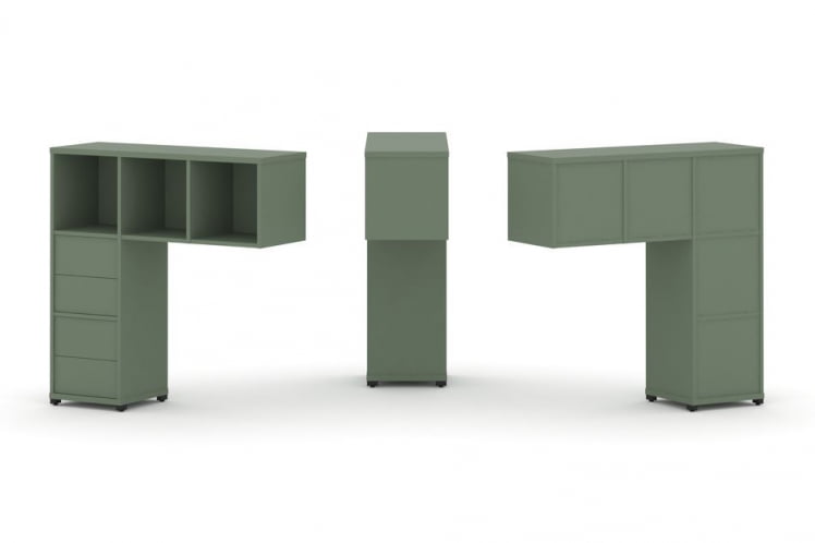 Надставка на стол низкая односторонняя + задняя стенка (5шт.) + блок с 2-мя ящиками (2шт.) CONCEPT CN.ONN-003 Кобо Черный металл_0