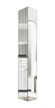 Поворотный зеркальный шкаф Хоп Шелф Беленый дуб_0