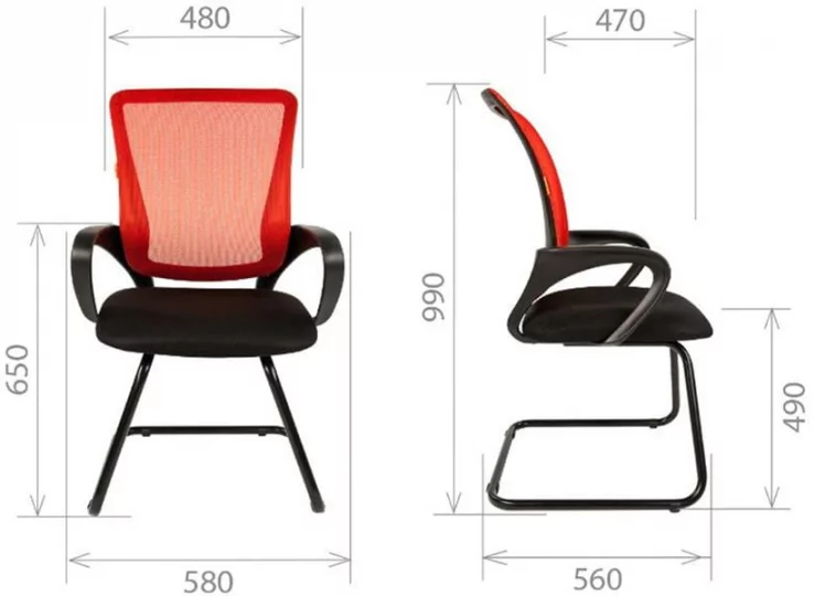 Кресло для посетителей Чаирман 969 В сетка синяя/ткань черная / Chairman V_3