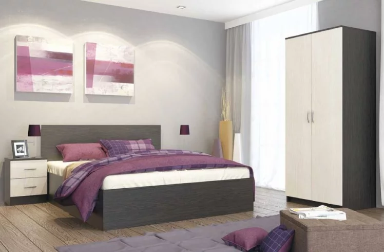 Спальный гарнитур Ронда №1 Венге/Дуб беленый_0