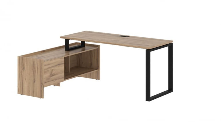 Стол с тумбой EDIS EQCT 17614 Дуб Денвер светлый Черный_0