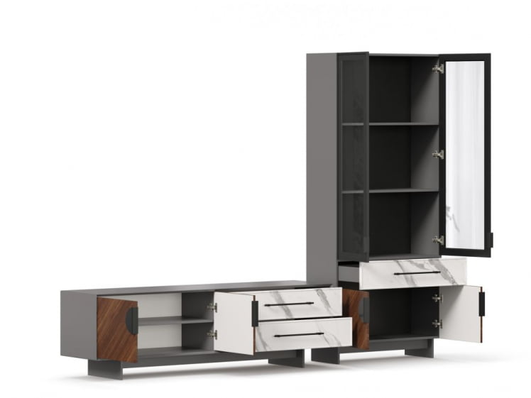 Набор мебели для гостиной Вилена №5 Серый/Орех/Монте белый_3