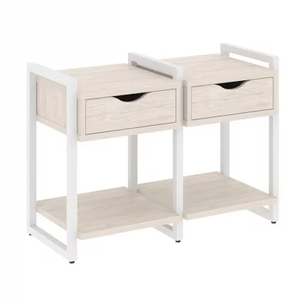 Тумба на регулируемых опорах наборная. Вариант №1 LOFT VR.L-TN-1.O Металл белый Денвер светлый_0