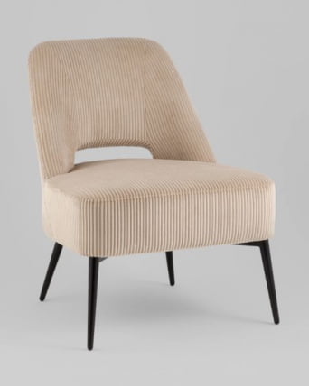 Кресло лаунж Бостон велюр рельефный бежевый_0