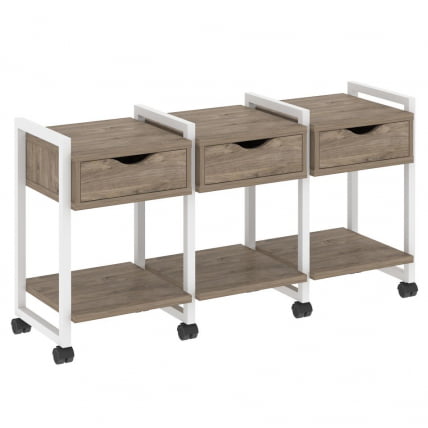 Тумба на колесных опорах наборная. Вариант №4 LOFT VR.L-TN-4.K Металл белый Тиквуд темный_0