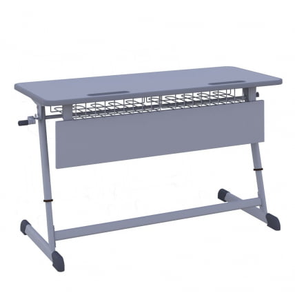 Парта двухместная НОМАД В с ручной регулировкой высоты (рост 4-6) Зеленый/Серый / NOMAD V_0