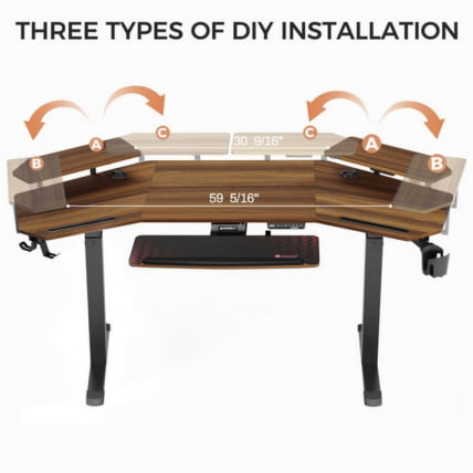 Стол для компьютера (для геймеров) с подставкой под клавиатуру и электрической регулировкой по высоте Eureka ERK-ED71-WN_2