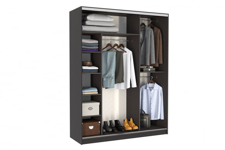 Шкаф-купе Бассо 2-600 с зеркалом SK-01B37 венге/белый_1