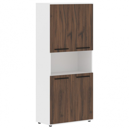 Шкаф с двумя комплектами глухих малых дверей EDIS EHCS 85.4 Дуб Денвер темный Черный Белый_0