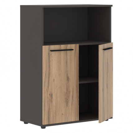 Шкаф с глухими малыми дверьми EDIS EMCS 85.3 Дуб Денвер светлый Черный Мокко_1