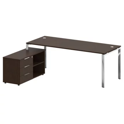 Стол рабочий руководителя с опорной тумбой левый METAL SYSTEM DIRECT БГ.СРТ-6.8 Л Венге Цаво_0