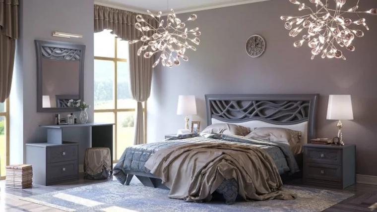 Кровать двуспальная 1600 с подъемным механизмом Джулия с тумбами Оникс серый_3