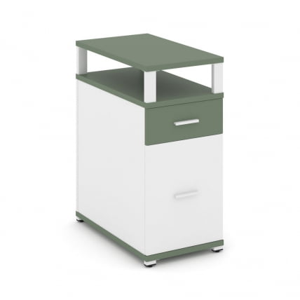 Тумба опорная/приставная с ящиком, распашным фасадом и надставкой CONCEPT CN.TGO-006 B/W Кобо Белый бриллиант Белый_0