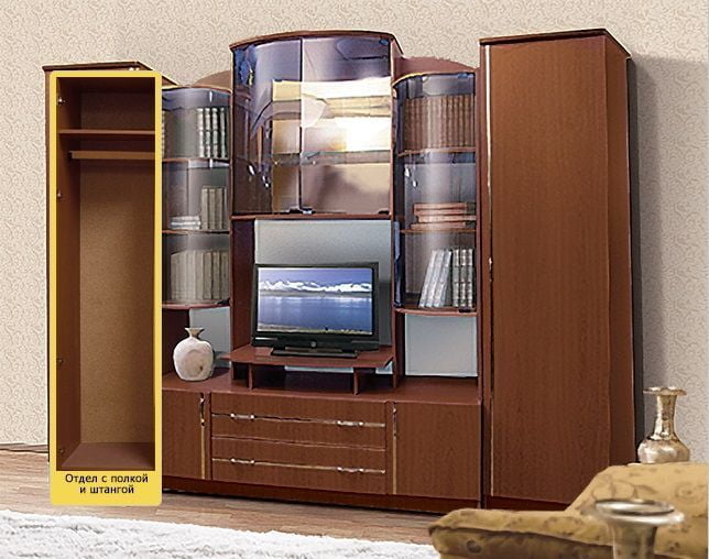 Стенка Александра 6 ЛДСП с молдингом, Орех Мария Луиза_1