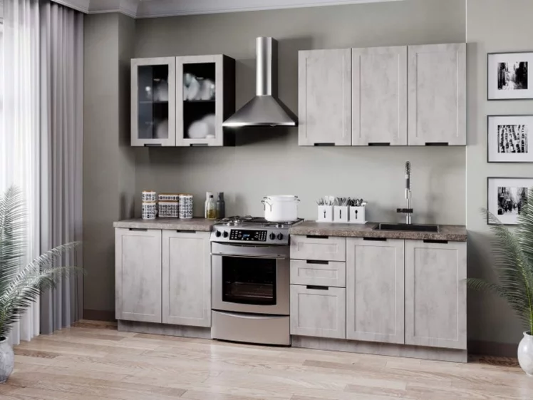 Шкаф кухонный 300 высокий Джамис ЛД 296.410.000.066 Черный Белый камень_2