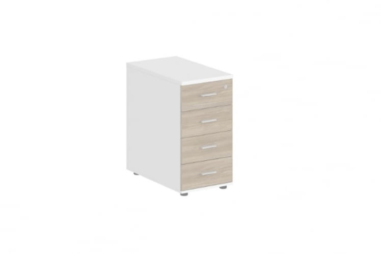 Тумба приставная с 4 ящиками-метабоксами Sigma SG.521.WH.OD.M Белый Дуб темный_0