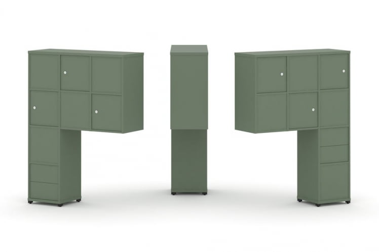 Надставка на стол высокая двухсторонняя + задняя стенка (8 шт.) + блок с 2-мя ящиками (2 шт.) + распашной фасад (6 шт.) CONCEPT CN.DNV-004 Кобо Черный металл_0