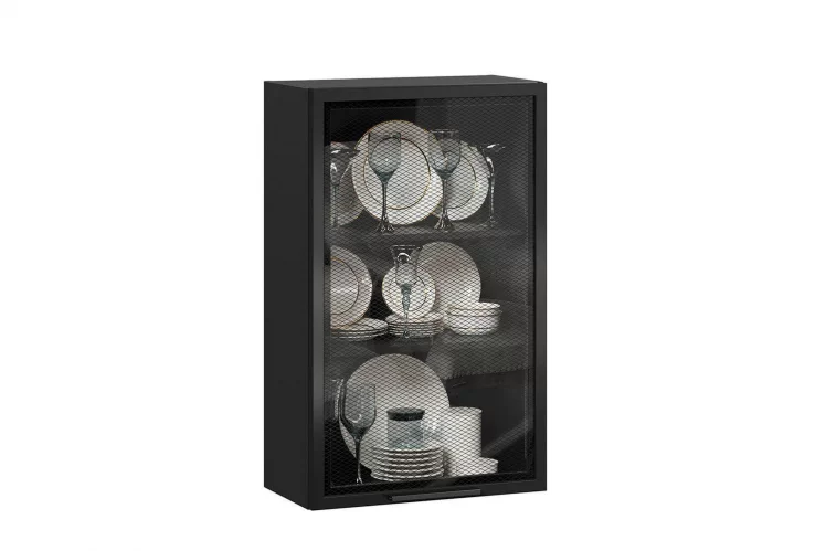 Шкаф кухонный 600 высокий со стеклом Герда ЛД 279.450.000.114 Черный/Черный/Антрацит_0