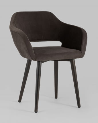 Стул с подлокотниками Саймон велюр Темно-коричневый_1
