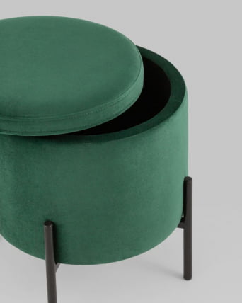 Пуф Грейс с ящиком велюр Зеленый_4