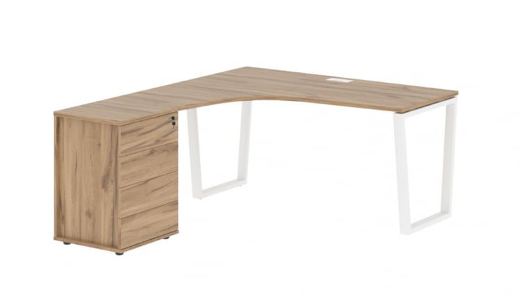 Стол эргономичный с тумбой левый EDIS EVCET 1518 L Дуб Денвер светлый Белый_0