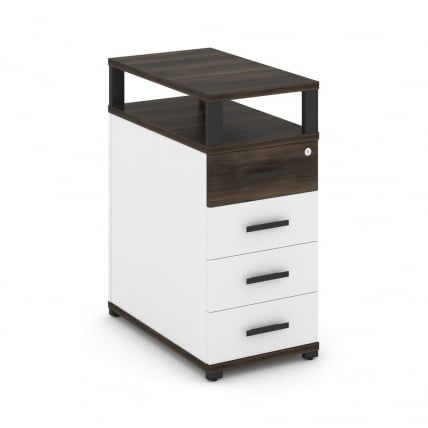 Тумба приставная с 4-мя ящиками и надставкой CONCEPT CN.TGO-003 B/W Дуб Мали Белый бриллиант Черный_0