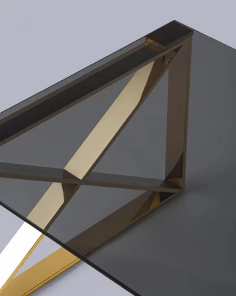 Журнальный стол КРОСС 120x60 Золото (стекло smoke)_1