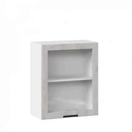 Шкаф кухонный 600 со стеклом Джамис ЛД 296.350.000.021 Белый Белый камень_0