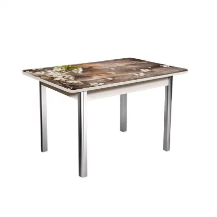 Стол раздвижной 1,55 Победа, СТЕКЛО, опоры полуовал ХРОМ, Беленый дуб/128947691_0