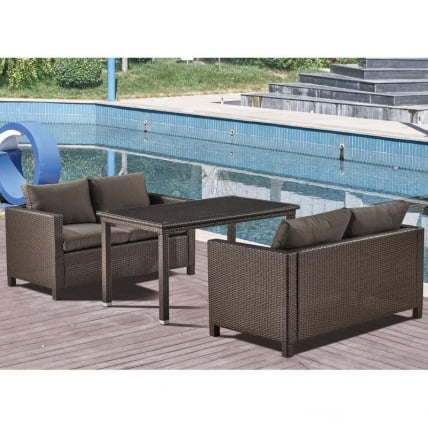 Обеденный комплект плетеной мебели с диванами T256A/S59A-W53 Brown_2
