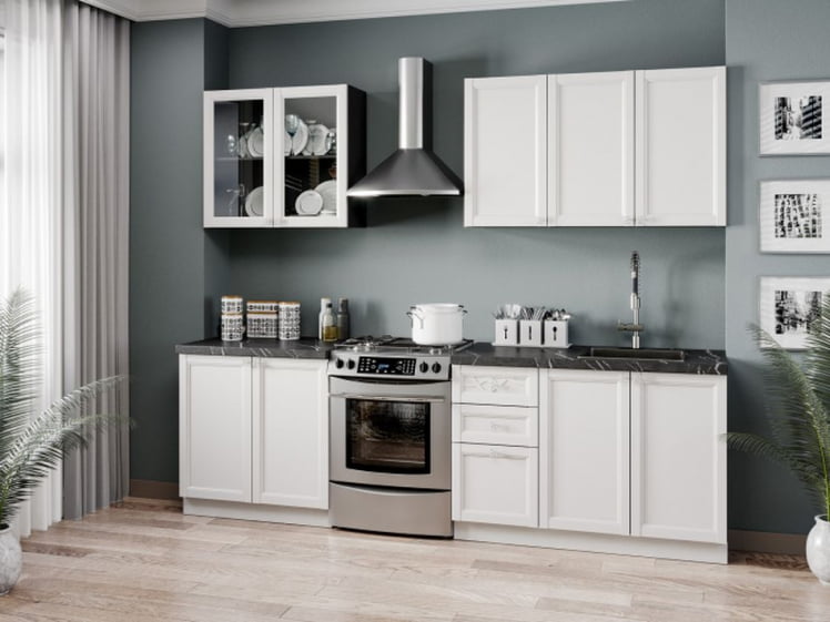 Шкаф кухонный 600 со стеклом Джулия ЛД 284.350.000.063 Черный Белый_2