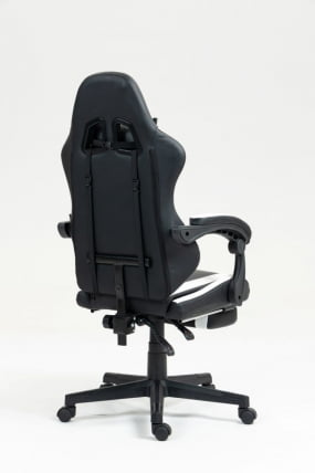 Кресло спортивное TopChairs Prophet с оттоманкой черно-белый_4