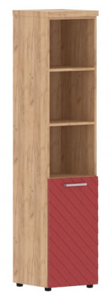 Шкаф колонка с глухой малой дверью и топом (правый) Torr LUX TLHC 42.5 R Дуб Бофорд Красный_0
