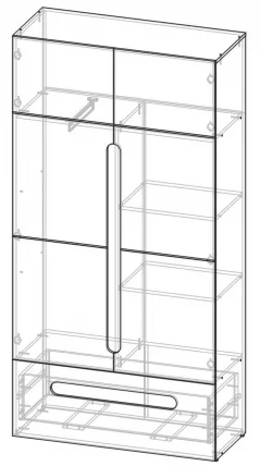 Шкаф двустворчатый с ящиками Палермо Юниор 07 Ясень шимо светлый Белый глянец_3
