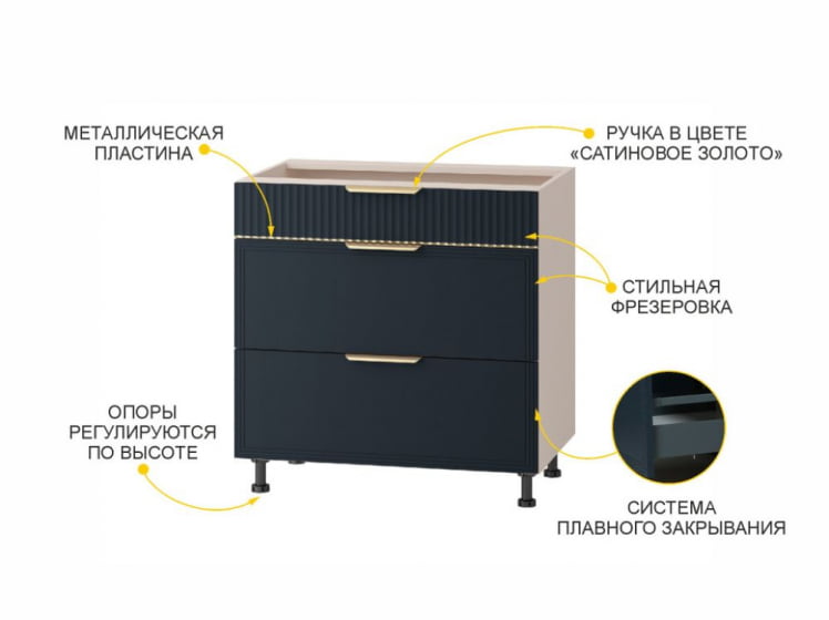 Напольный шкаф (3 ящика с системой плавного закрывания) Флоренция 108.92_3