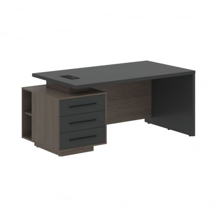 Стол руководителя левый VELION VCT 1890 L Яшма черный Дуб Сильвер_0